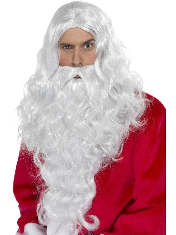 Barba con Peluca Larga de Papá Noel Barbas y Bigotes Smiffys
